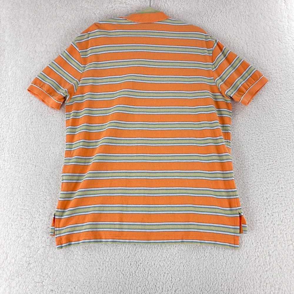 Polo Ralph Lauren Orange Stripe Polo Shirt Mens Short Sleeve Casual Cotton XL‎
